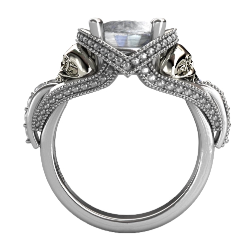EVBEA Real Pure 100% 925 Sterling Silver Skull Solitaire Ring